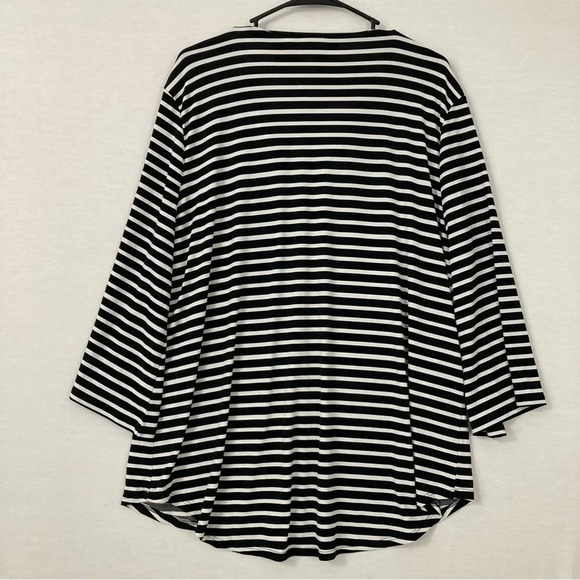 Chico's Striped Soft Stretch Grommet Detail Wide Sleeve Blouse size XL 3 - Picture 9 of 10